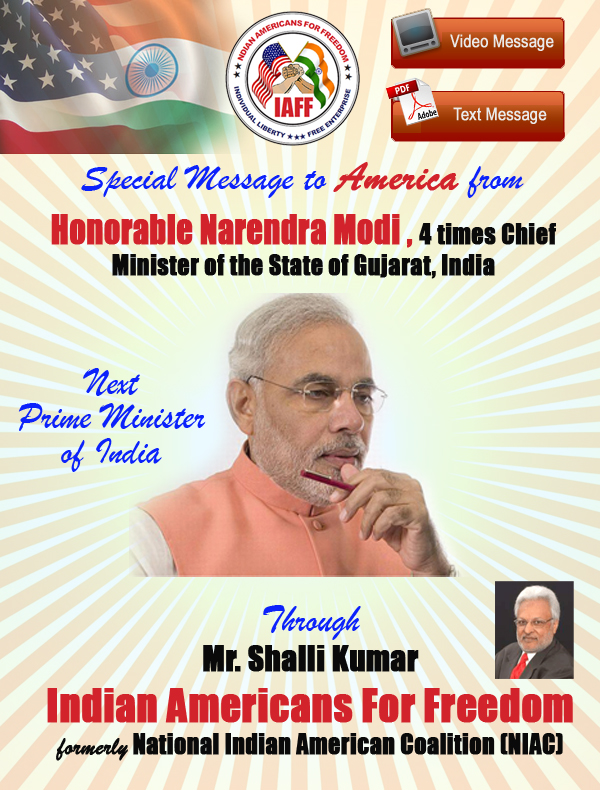 Honrable Modi, CM Gujrat India. Message